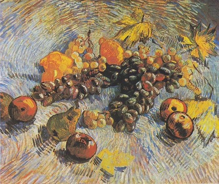 Still Life with Grapes, apples, lemons and pear, Vincent Van Gogh